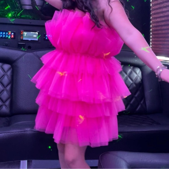 Pink Ruffled Mini Dress - Picture 3 of 5